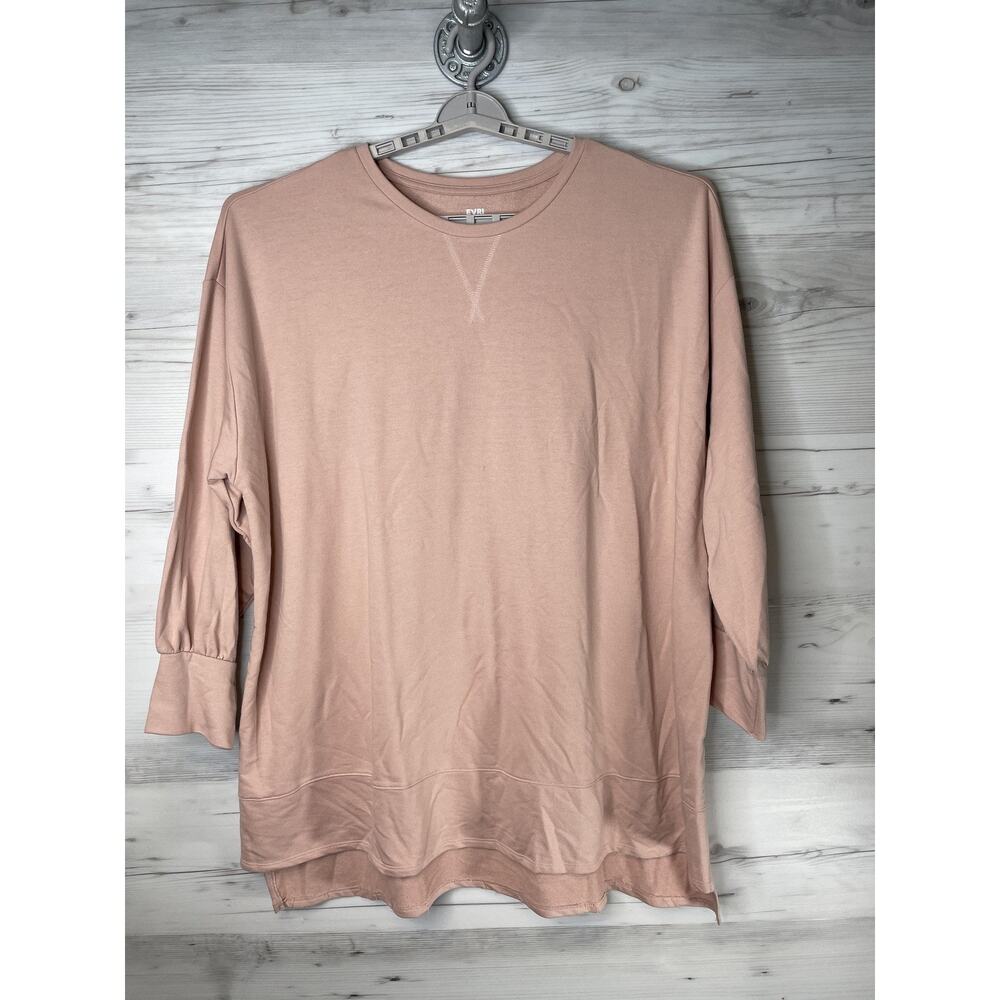EVRI Tunic Shirt Womens‎ 3X Lavender Hi-Low Split Hem Crewneck Long Sleeve New